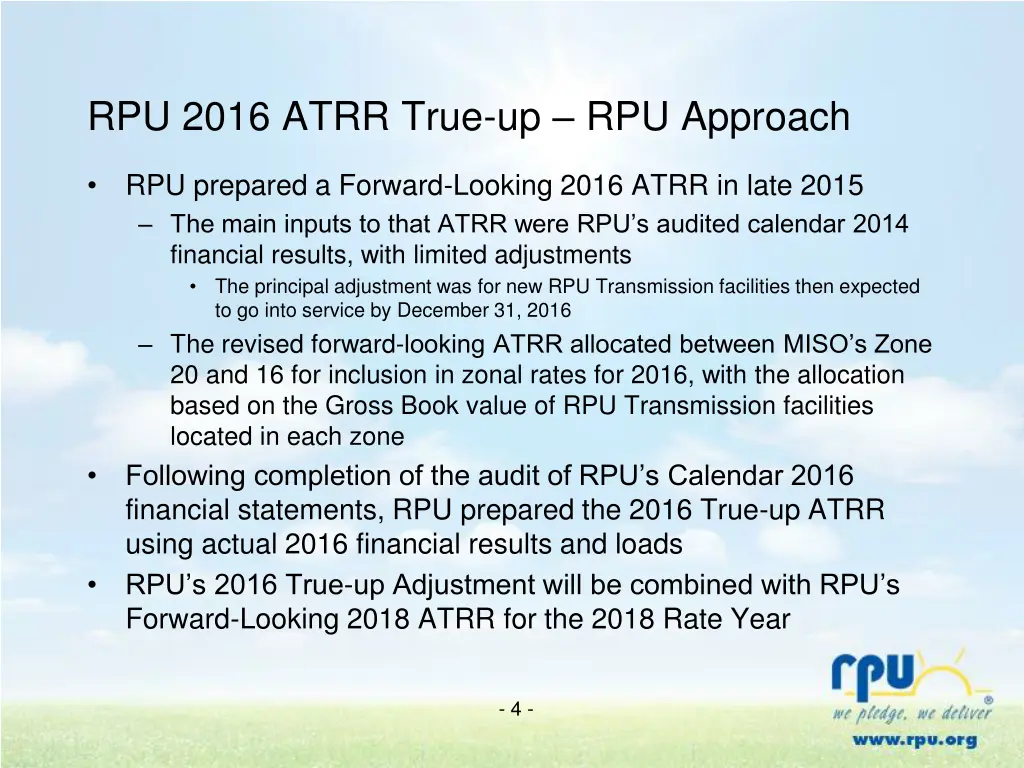 rpu 2016 atrr true up rpu approach