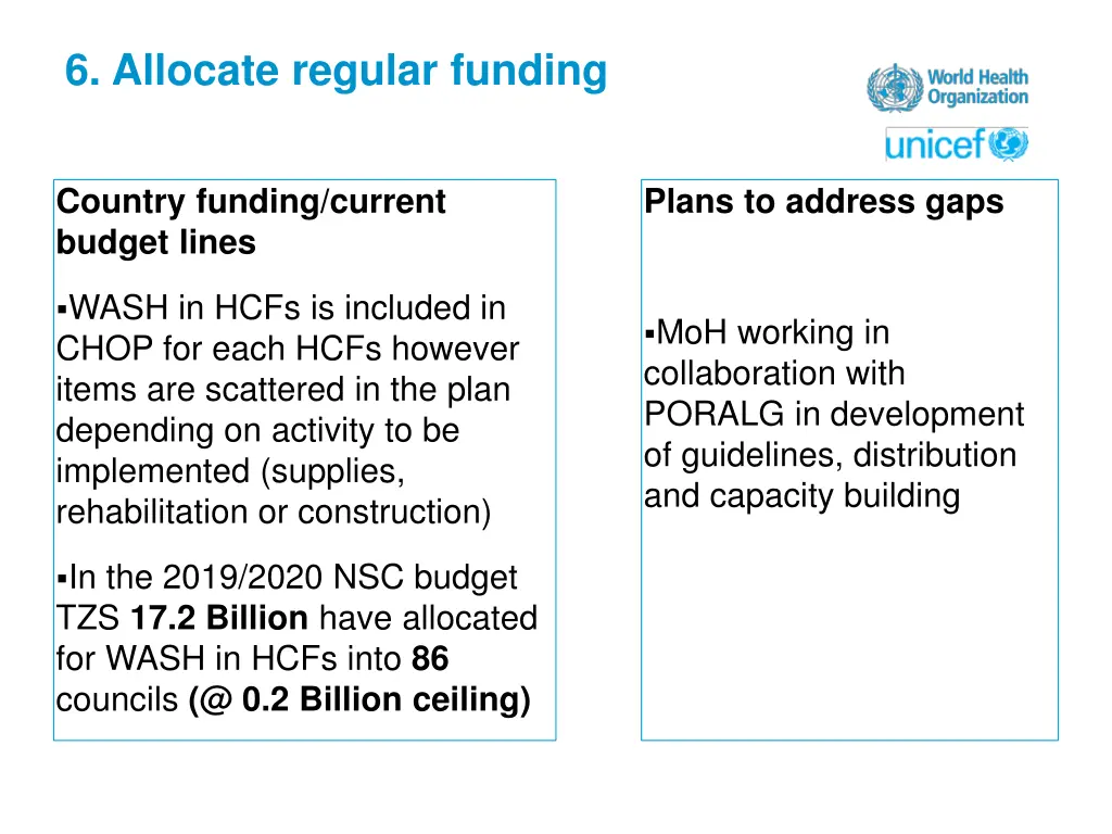 6 allocate regular funding