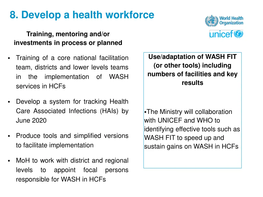 8 develop a health workforce