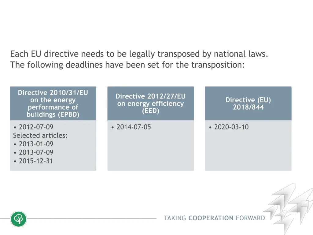 each eu directive needs to be legally transposed