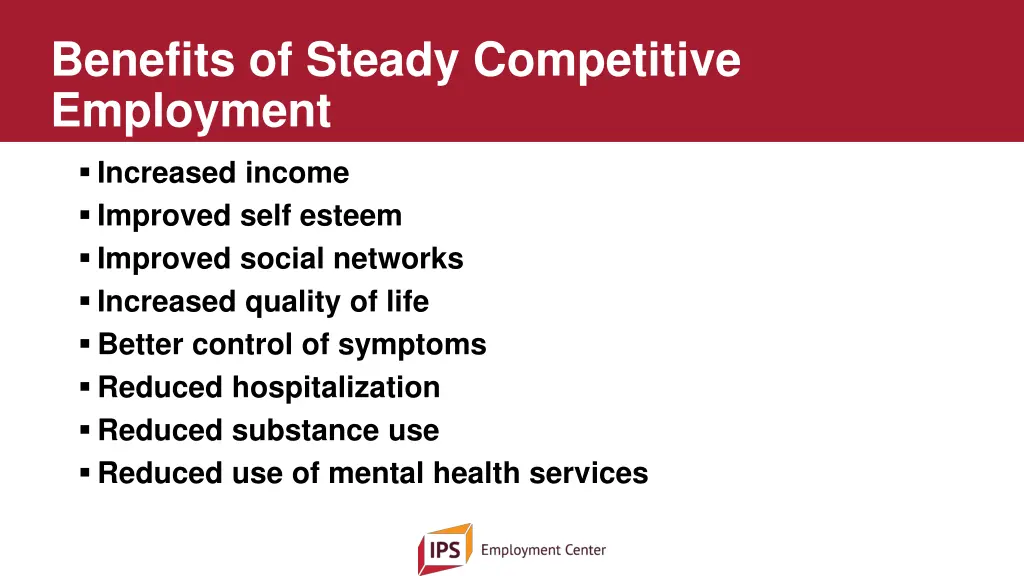 benefits of steady competitive employment