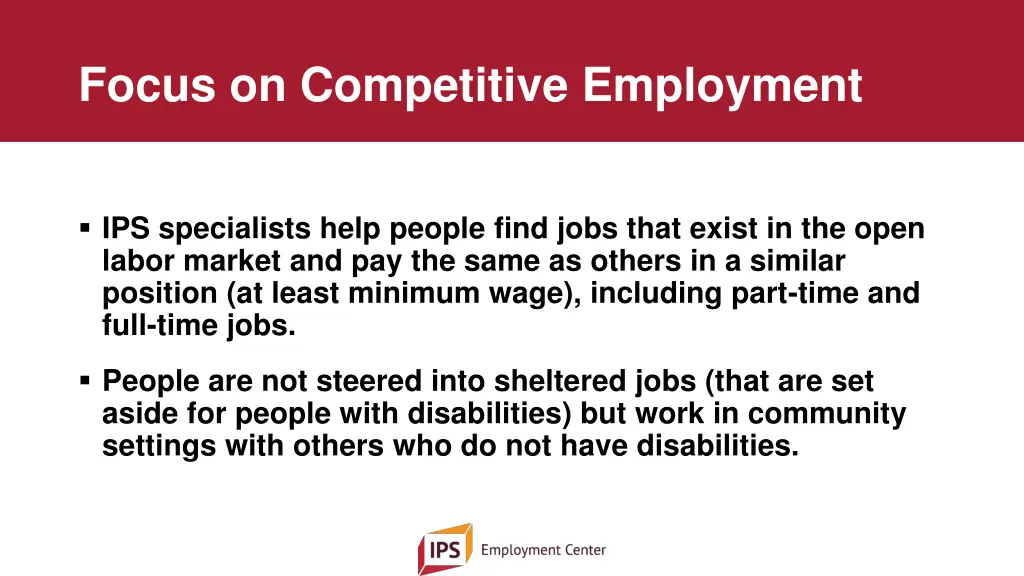 focus on competitive employment