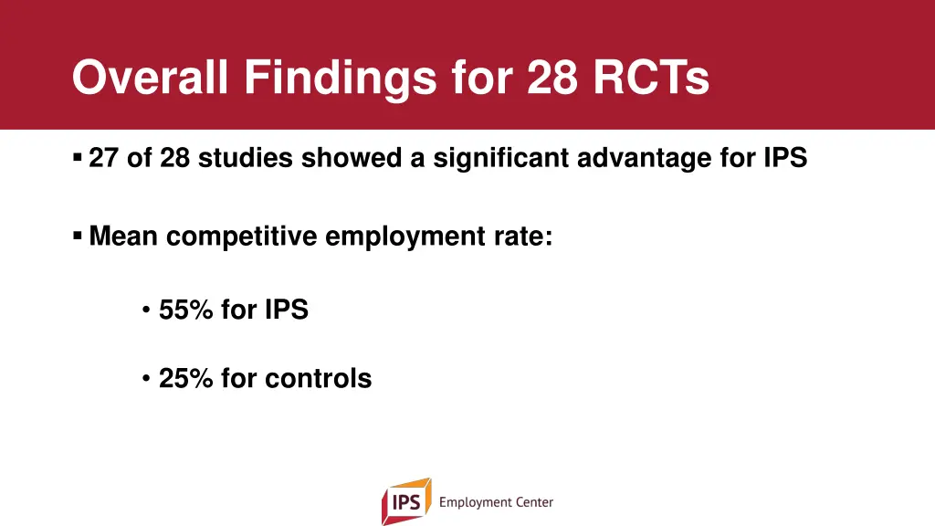 overall findings for 28 rcts