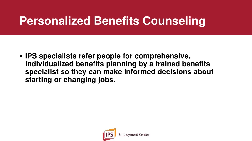 personalized benefits counseling