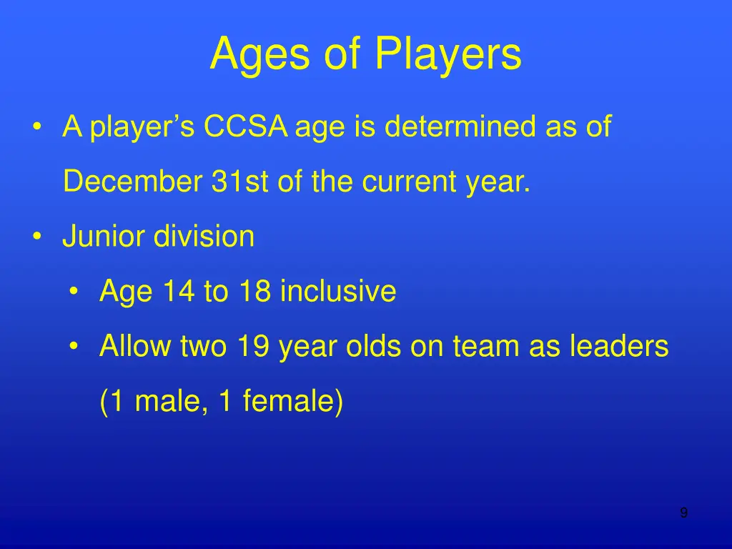 ages of players