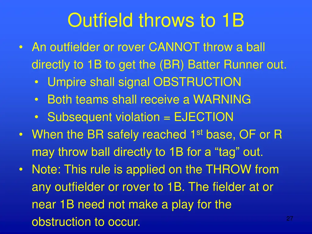 outfield throws to 1b