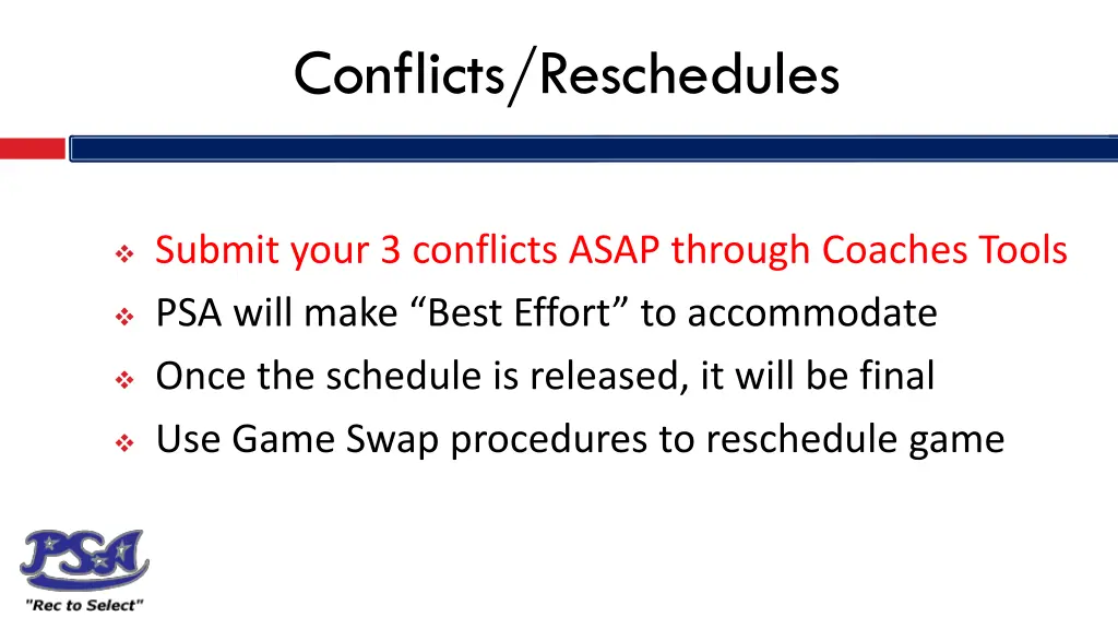 conflicts reschedules