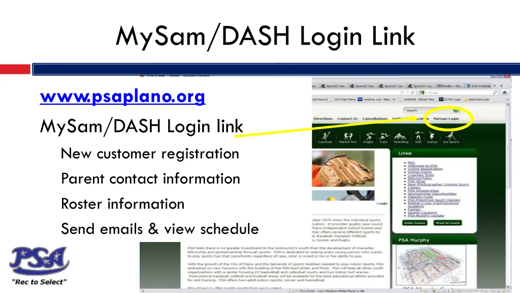 mysam dash login link