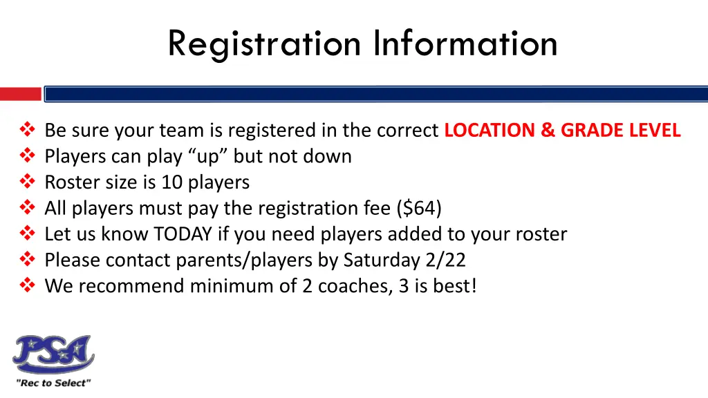 registration information