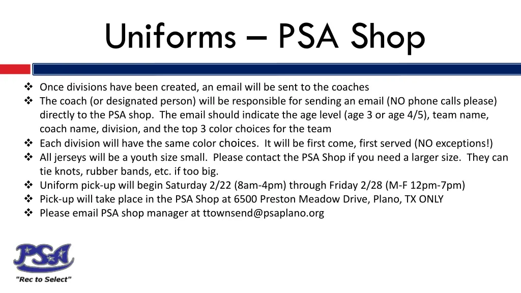 uniforms psa shop