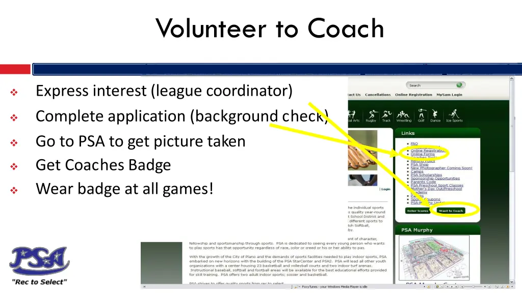 volunteer to coach