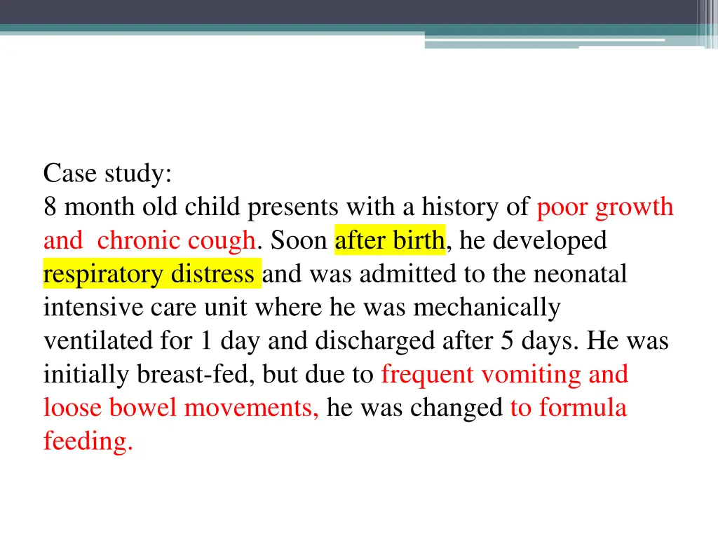 case study 8 month old child presents with