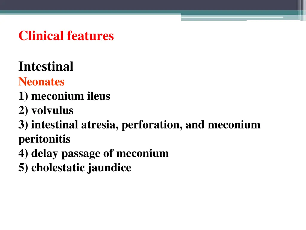 clinical features