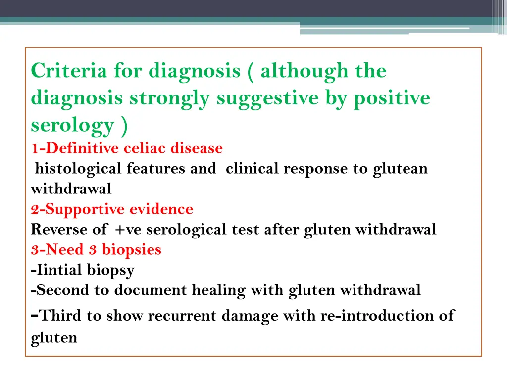 criteria for diagnosis although the diagnosis