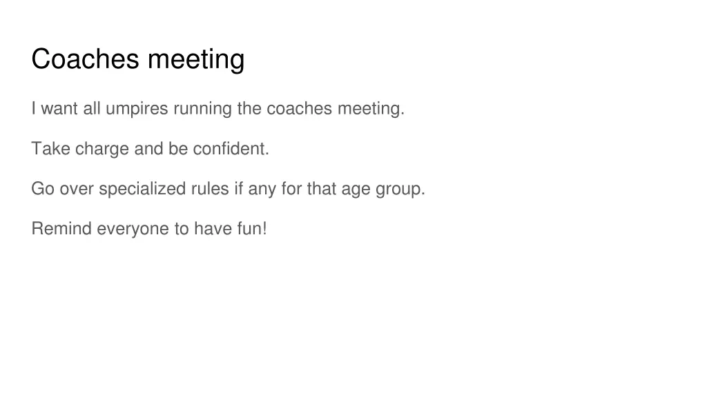 coaches meeting