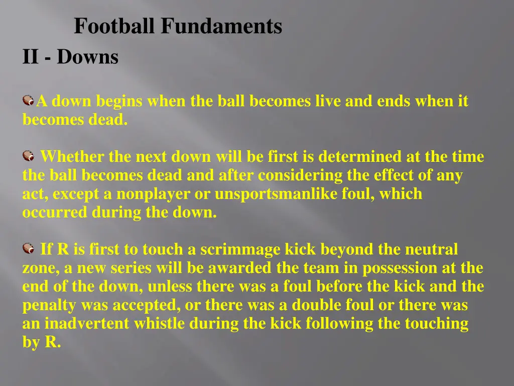 football fundaments ii downs