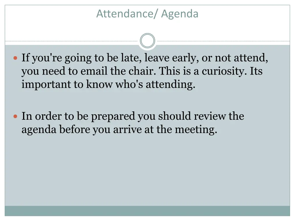 attendance agenda