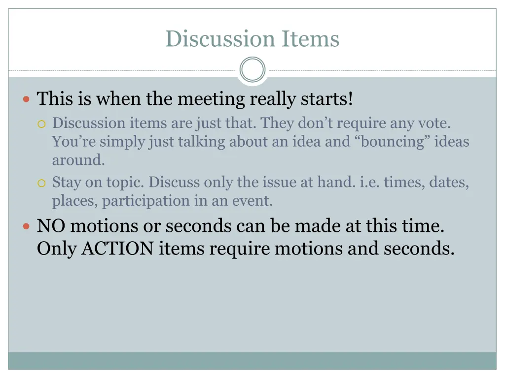 discussion items