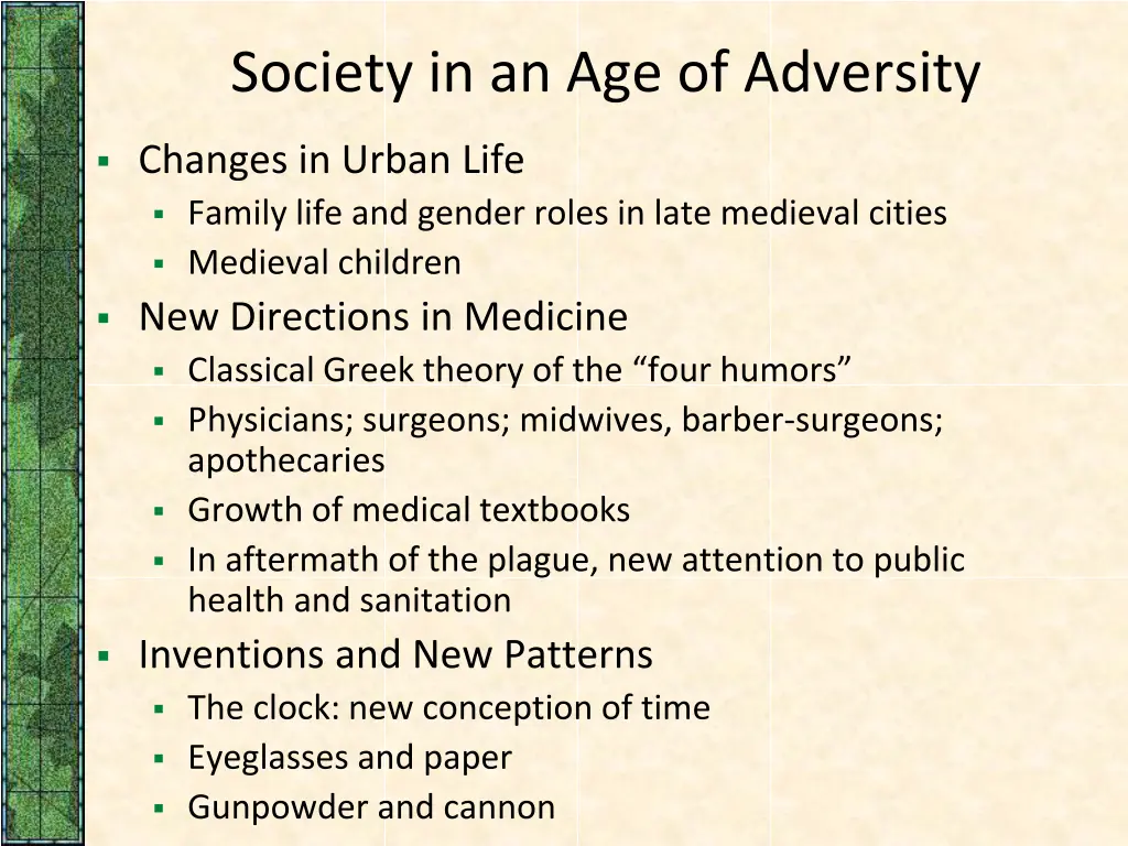 society in an age of adversity