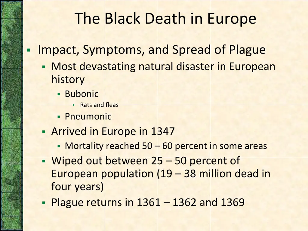 the black death in europe