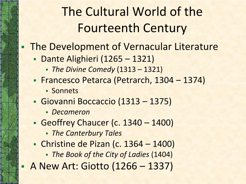 the cultural world of the fourteenth century