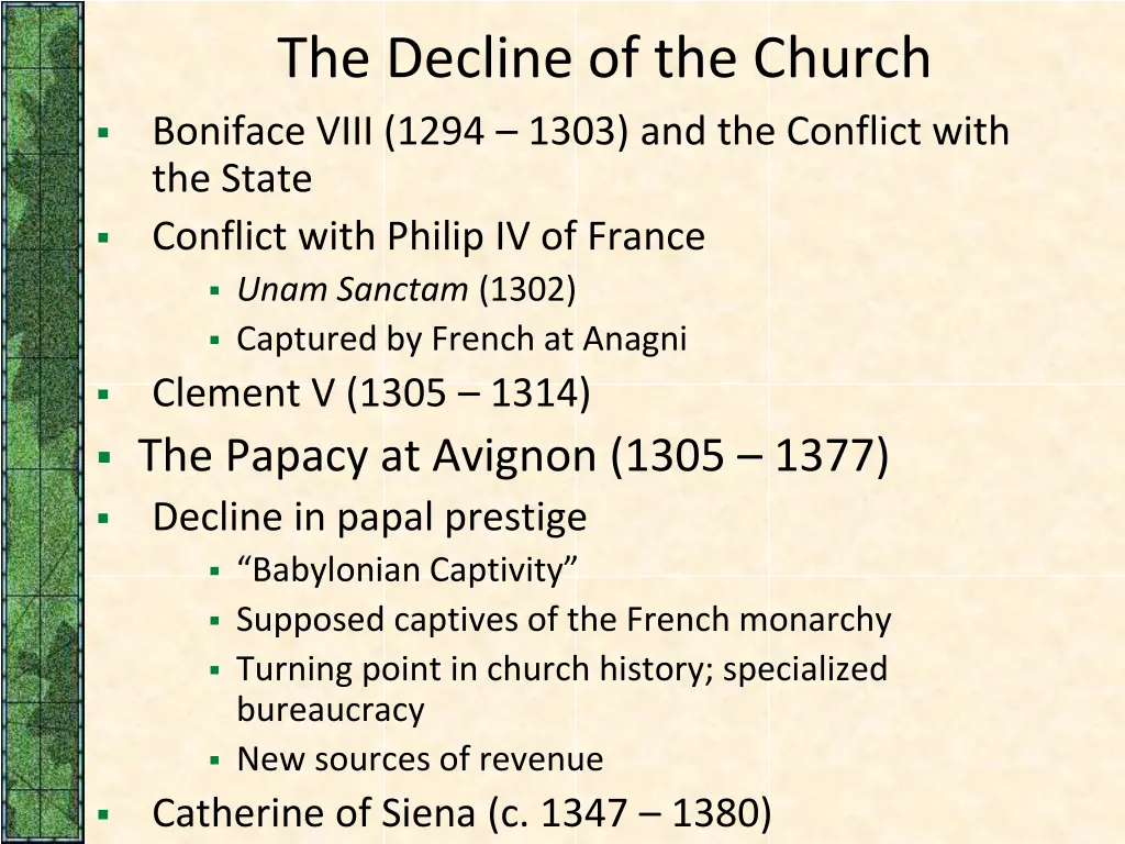 the decline of the church boniface viii 1294 1303