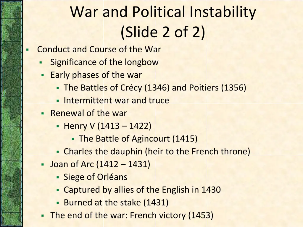 war and political instability slide