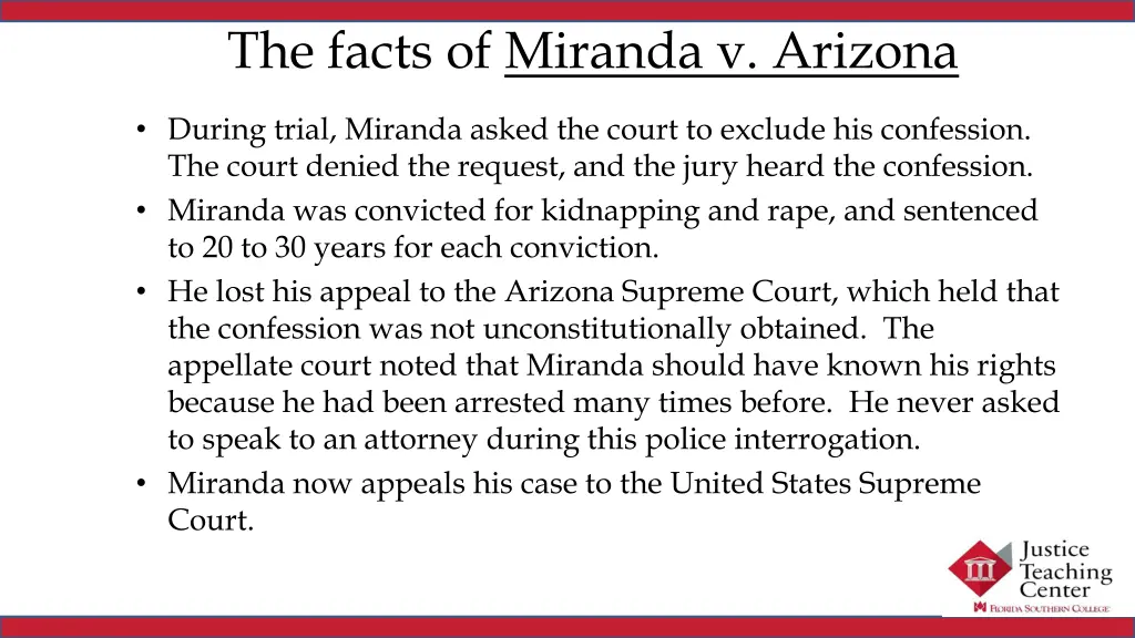 the facts of miranda v arizona 1