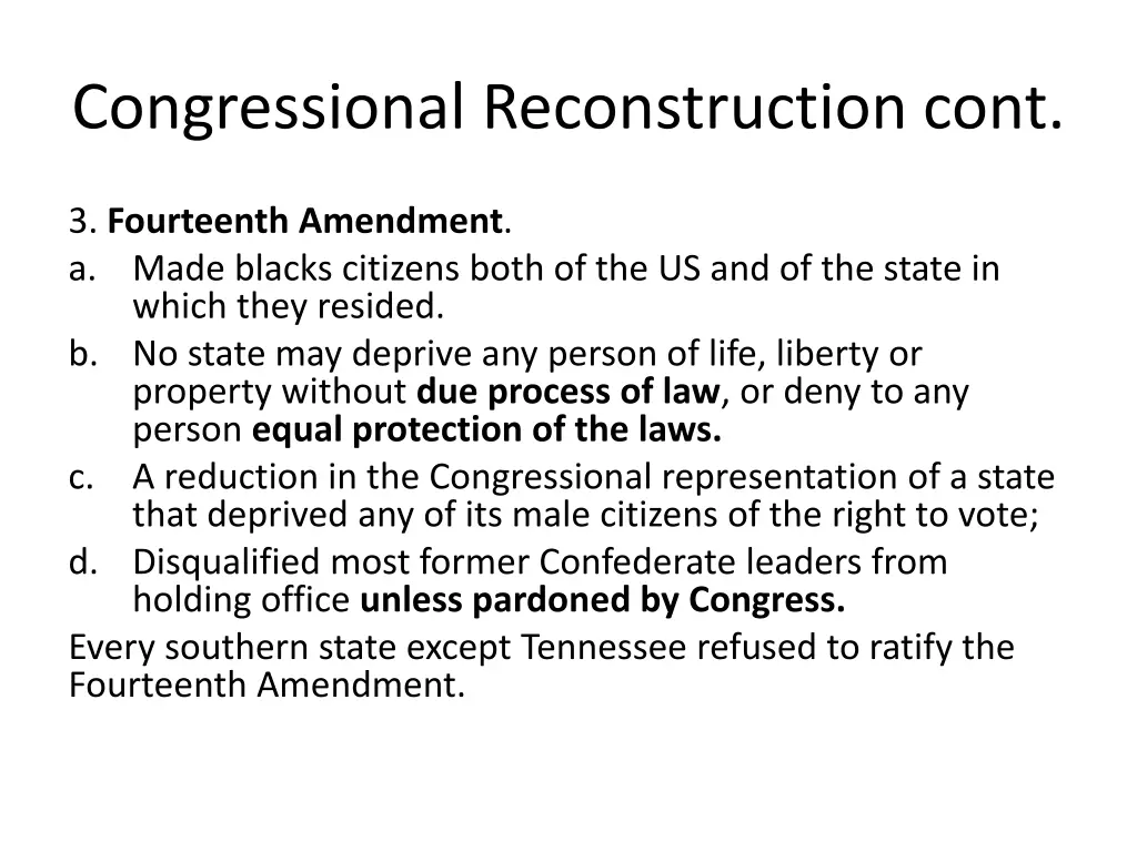 congressional reconstruction cont