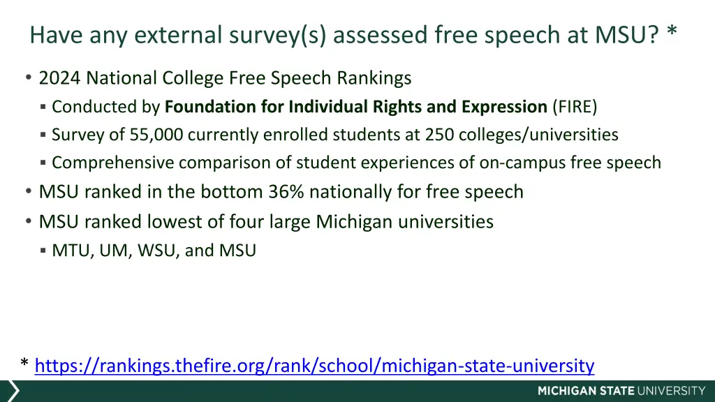 have any external survey s assessed free speech