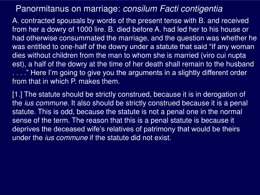 panormitanus on marriage consilum facti