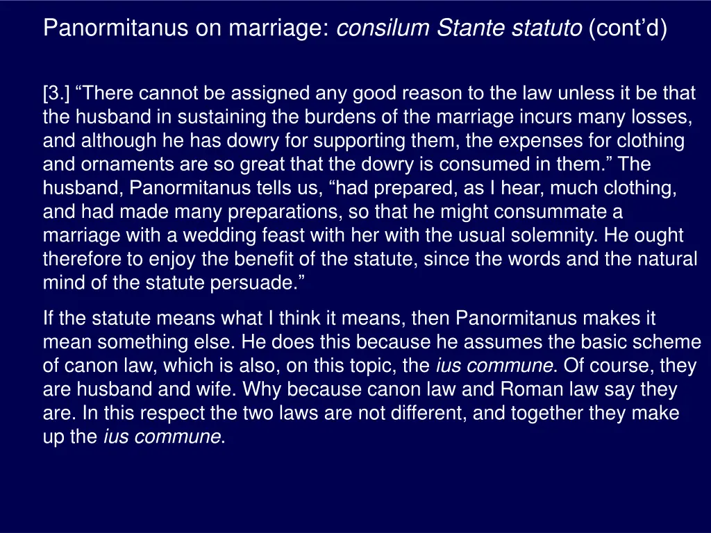 panormitanus on marriage consilum stante statuto 1