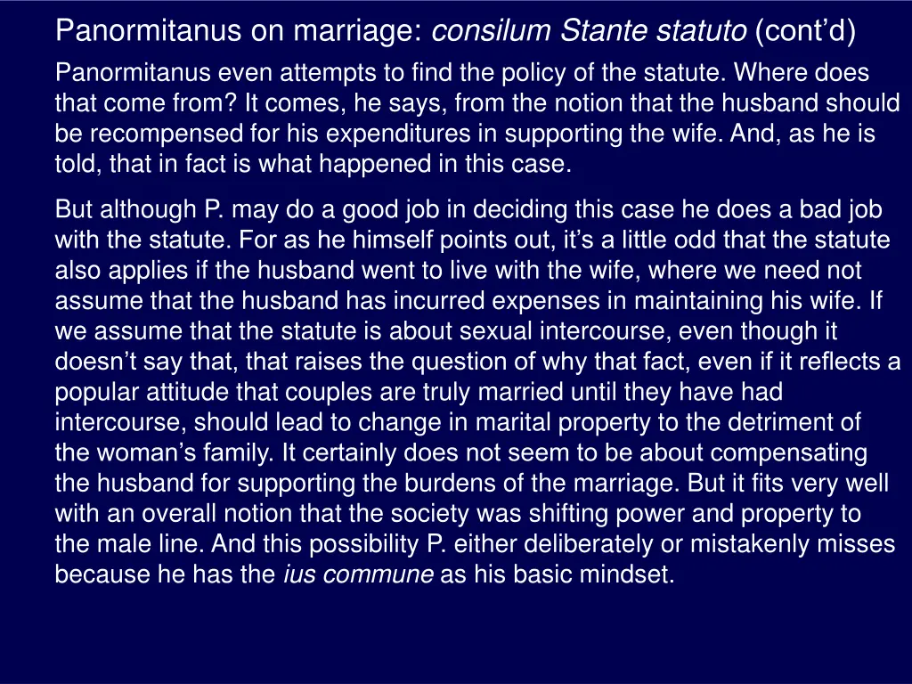 panormitanus on marriage consilum stante statuto 2