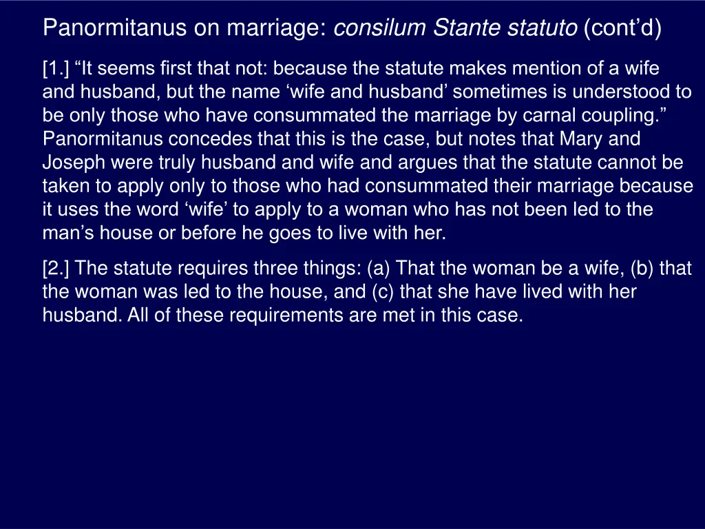 panormitanus on marriage consilum stante statuto