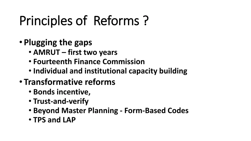 principles of reforms principles of reforms