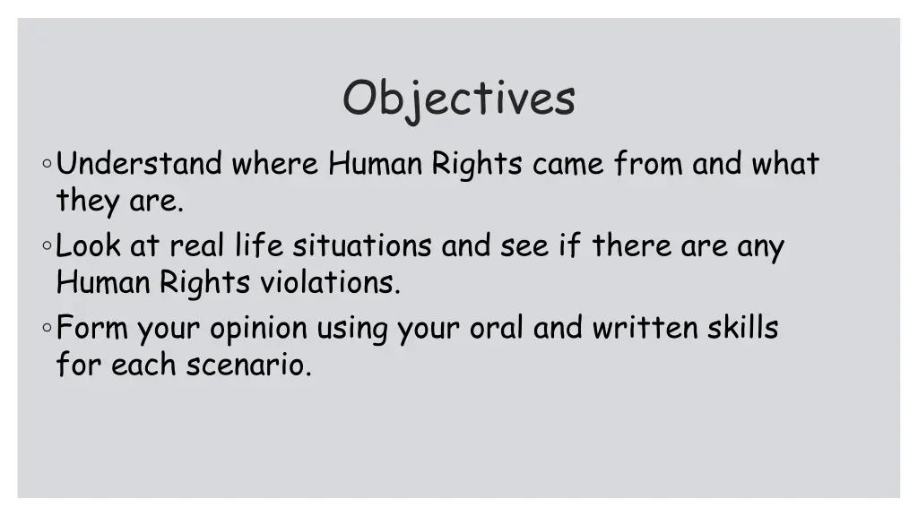 objectives