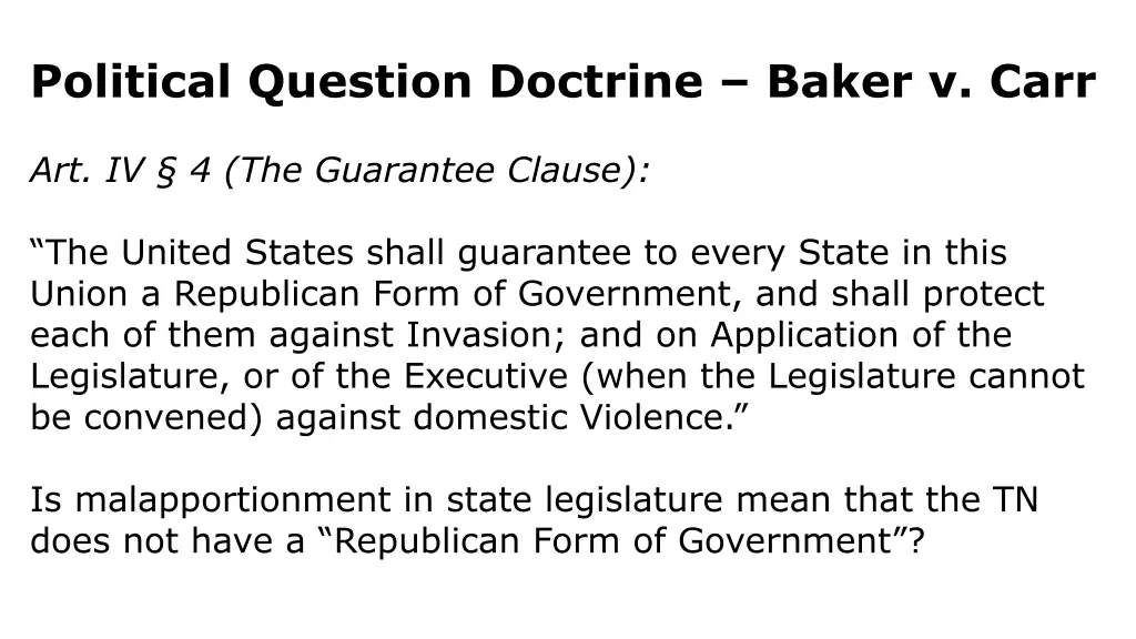 political question doctrine baker v carr 3