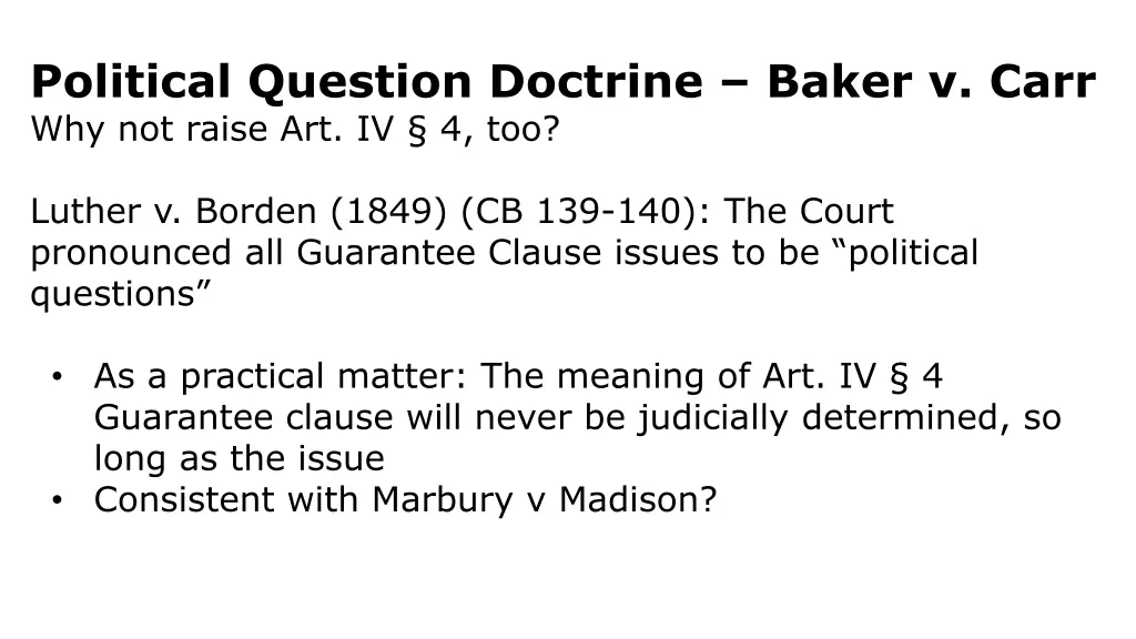 political question doctrine baker v carr 4