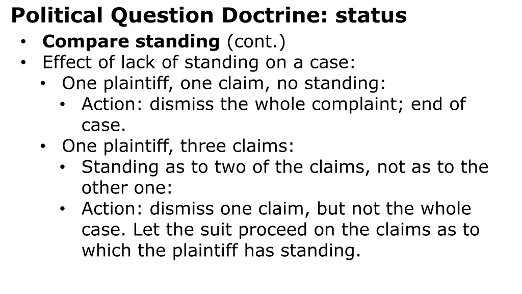 political question doctrine status compare