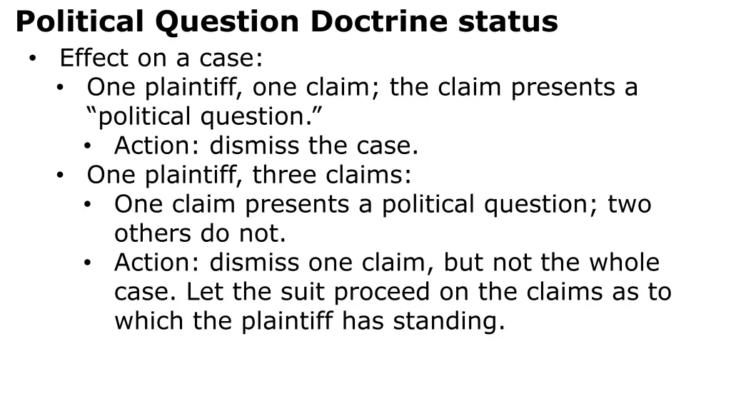 political question doctrine status effect