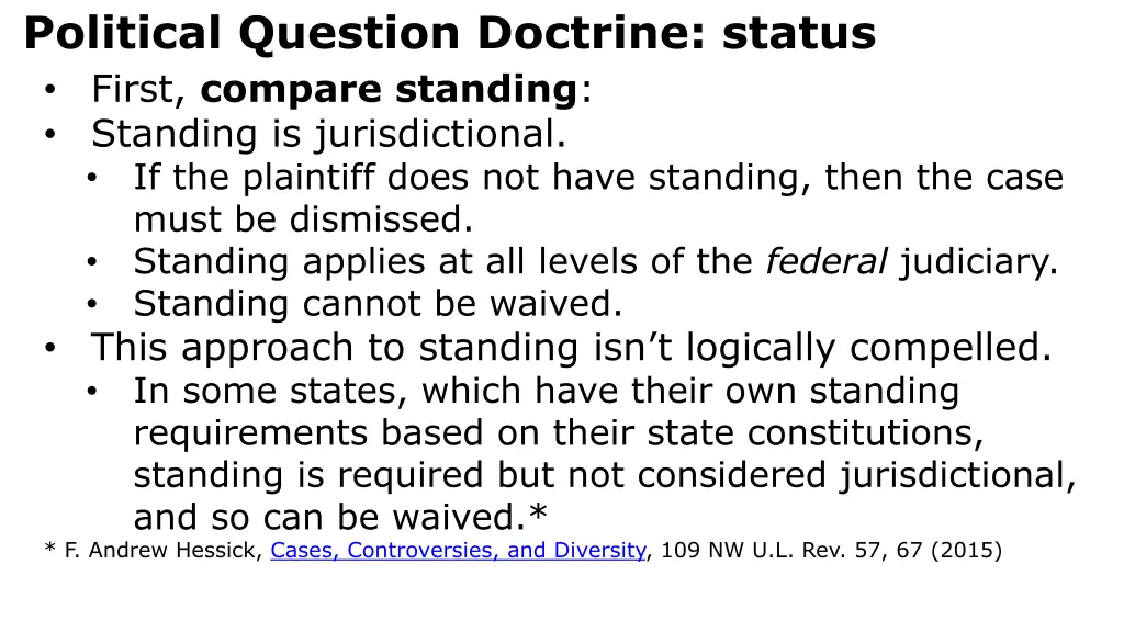 political question doctrine status first compare