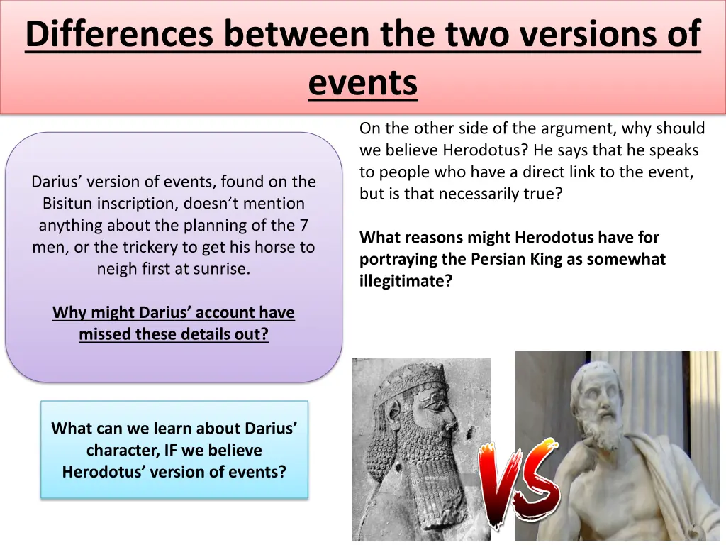 differences between the two versions of events