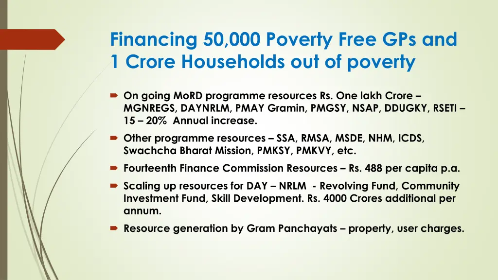 financing 50 000 poverty free gps and 1 crore