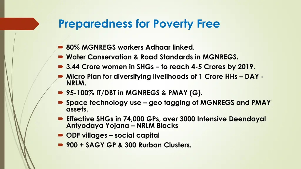 preparedness for poverty free