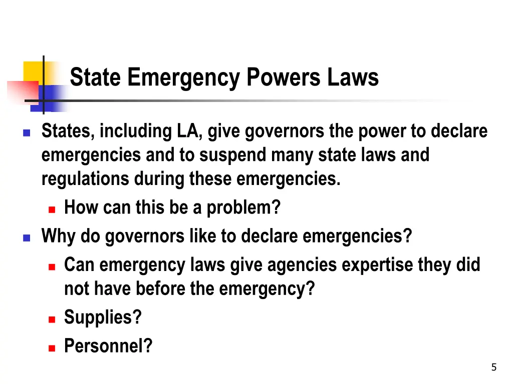 state emergency powers laws