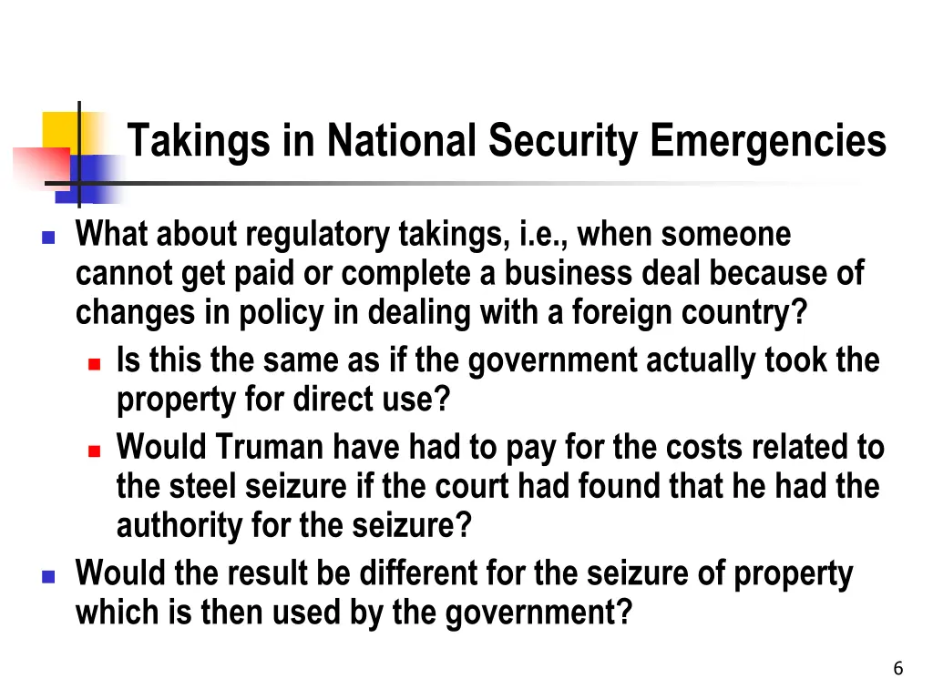 takings in national security emergencies