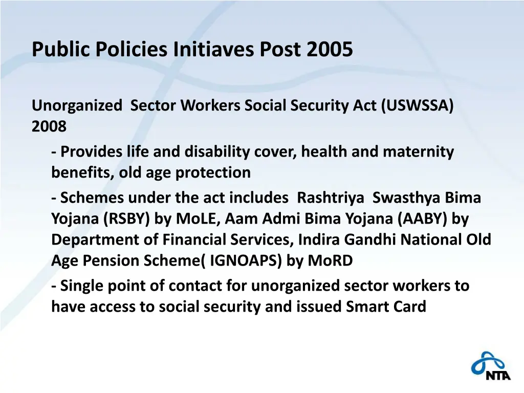 public policies initiaves post 2005