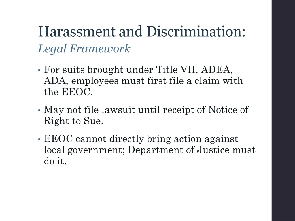 harassment and discrimination legal framework 1