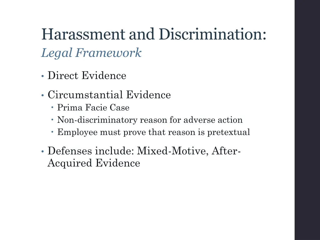 harassment and discrimination legal framework