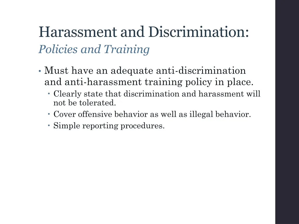 harassment and discrimination policies